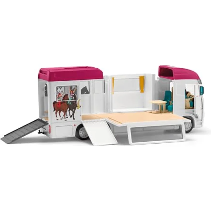 Schleich Pferdetransporter NEU - Horse Club (42619) mit integrierter Pflegestation, Grillplatz und Dachpool – Bild 7