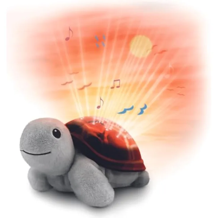 ZAZU Tim die Schildkröte Sonnenuntergangsprojektor mit Entspannenden Melodien, 3-Schritt-Schlafprogramm, Schreisensor und Kindersicherung, orangefarben