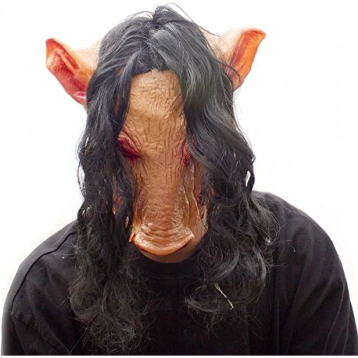 Goods+Gadgets Verkleidungsmaske Pig Schweine Maske, Halloween Party Kostüm Verkleidung, Vollmaske aus Latex, rotgeränderte Augen, gruseliger Look – Bild 4