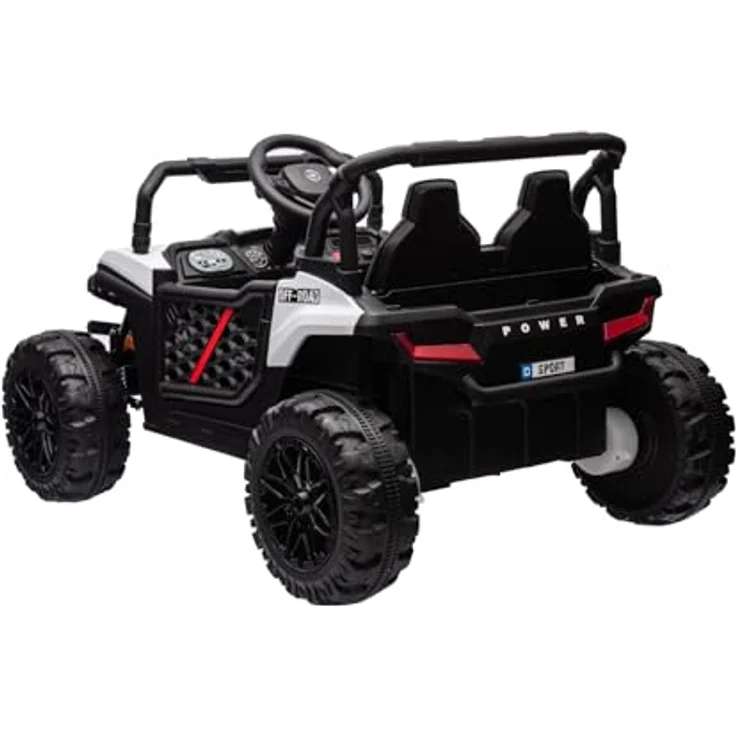 RIRICAR Kinder Elektroauto 12V UTV Small, weiß, Hinterradantrieb, Breiter Doppelsitz für nur EIN Kind, 2,4 GHz Fernbedienung, MP3-Player mit USB/SD-Eingang, LED-Leuchten – Bild 5