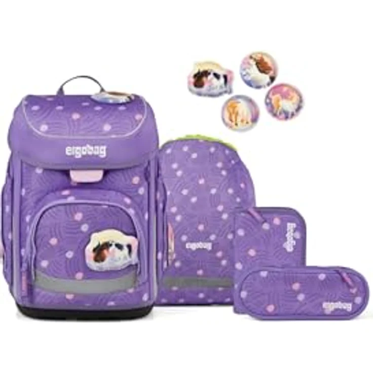 ergobag cubo Set, ergonomischer Schulranzen 5-teilig für 1. Klasse, individuell anpassbar, reflektierend und wasserabweisend, aus recycelten PET-Flaschen – Bild 1