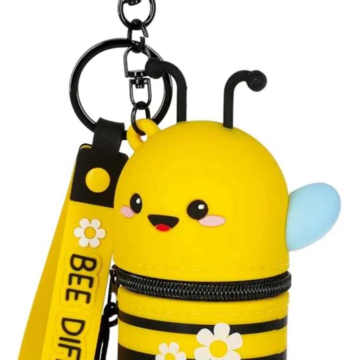 Legami Mini-Geldbörse Kawaii Bee, Silikon mit Spirale, Karabinerhaken und Handschlaufe, 5 x 12 x 5 cm – Bild 4