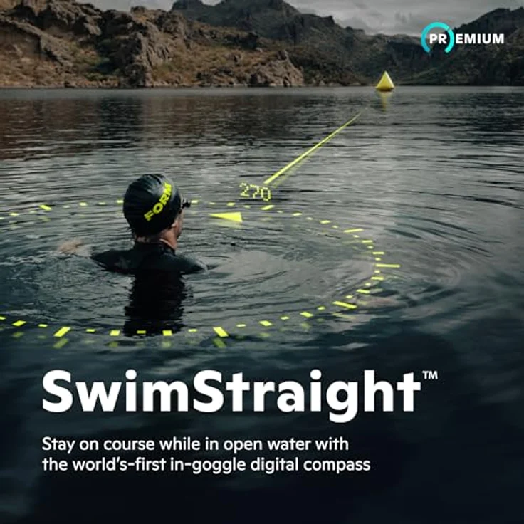 FORM Smart Swim 2 Schwimmbrille, Schwimmhilfen mit Echtzeit-Metriken und integrierter Herzfrequenzmessung, blau – Bild 5