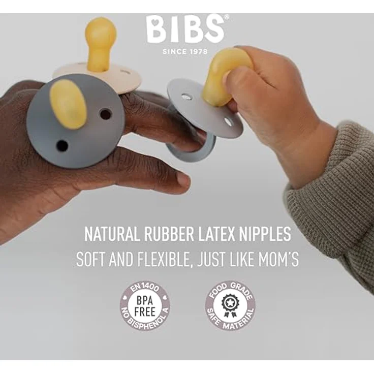 BIBS Try-It Size 1: 0+ months Set, 3 Schnuller aus Naturkautschuk in Sage, für gesunde Entwicklung von Zahnfleisch und Zähnen – Bild 5