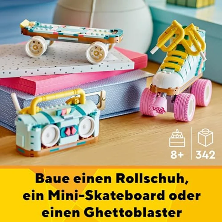 LEGO Creator 3in1 Rollschuh Spielzeug für Mädchen und Jungen mit Mini-Skateboard und Boombox, Retro-Deko für das Schlafzimmer, Geschenk zum Geburtstag für Kinder ab 8 Jahren 31148 – Bild 2