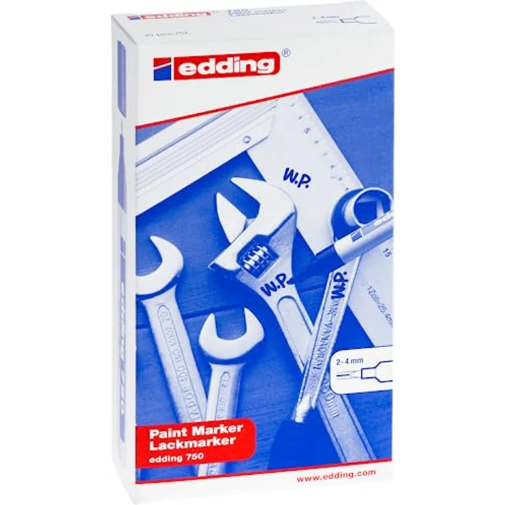 edding 750 Lackmarker - gelb - 10 Stifte - Rundspitze 2-4 mm - Lackstift zur Markierung und Beschriftung von Metall, Glas, Stein oder Kunststoff - hitzebeständig, permanent, wisch- und wasserfest – Bild 3