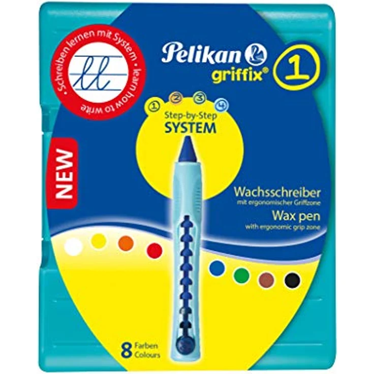 Pelikan 2056076 W2/8 - 8 farbig sortierte Wachsschreiber mit Schiebehülse im Kunststoff-Etui, multifarbig, 9-teiliges Set – Bild 2