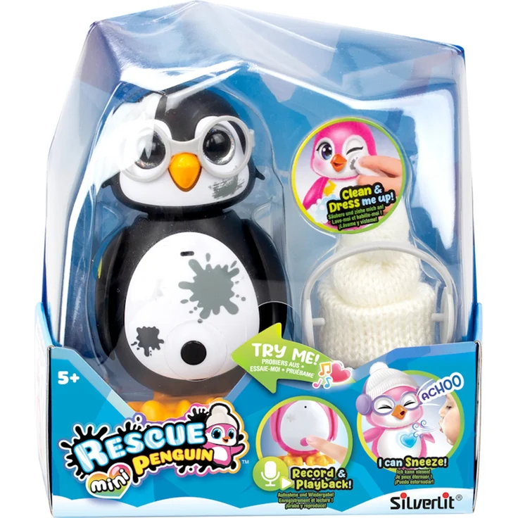 Silverlit Rescue Penguin mini - interaktives Haustier mit Zubehör, schwarz