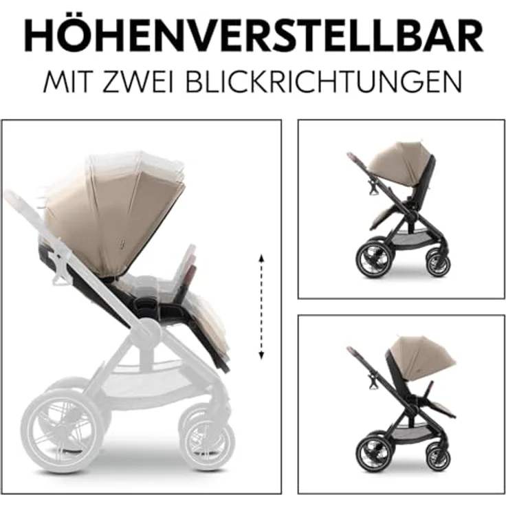 Hauck Kombi-Kinderwagen Comfort N Care Air Set, 2 in 1 mit Luftreifen, inkl. Babywanne, Sportsitz, Beindecke und Getränkehalter, Mocha, mit Gratis Mobilitätsgarantie – Bild 4