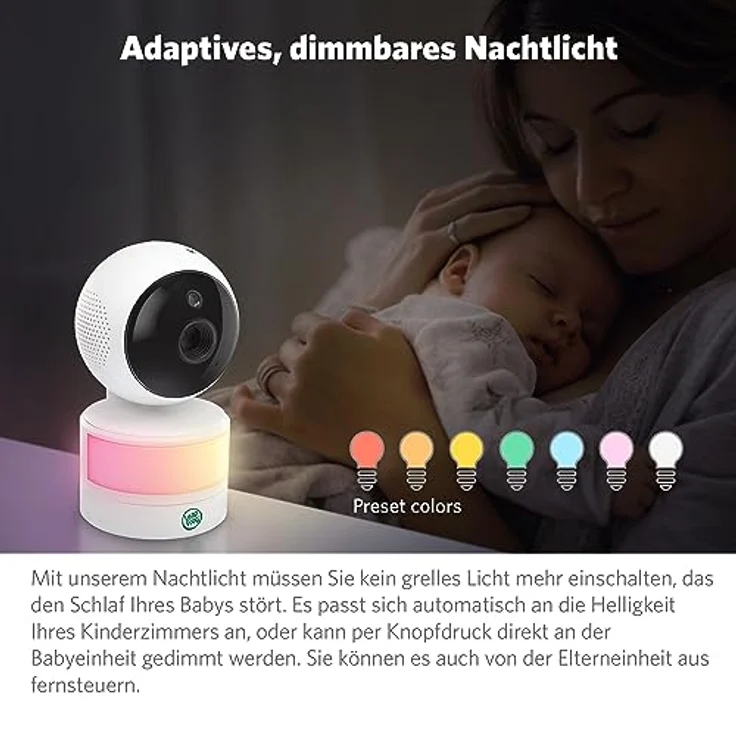 LeapFrog LF2513 Babyphone mit Kamera, Schwenk- und Neige Video Baby Monitor, 2.8 Inch Display, Nachtsicht, 300 m große Reichweite,12H Lange Akkulaufzeit Babyphone,Beruhigende Schlaflieder – Bild 5
