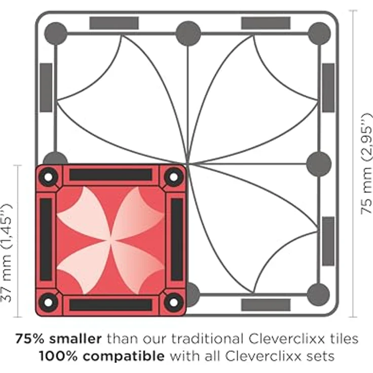 Cleverclixx Mini Tiles Pack, 28-teiliges Magnetspielzeug in Mint, kompaktes Design mit Aufbewahrungsbox, erweiterbar, für Kinder ab 3 Jahren – Bild 3