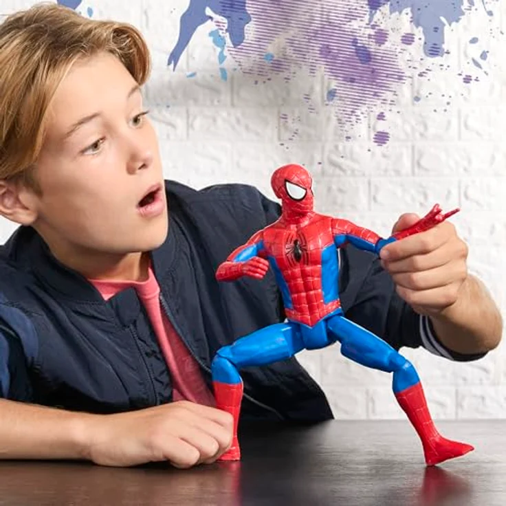 Marvel Spider-Man Titan Serie Action-Figur, 30 cm Superhelden-Spielzeug mit 11 Bewegungspunkten, Rot – Bild 4