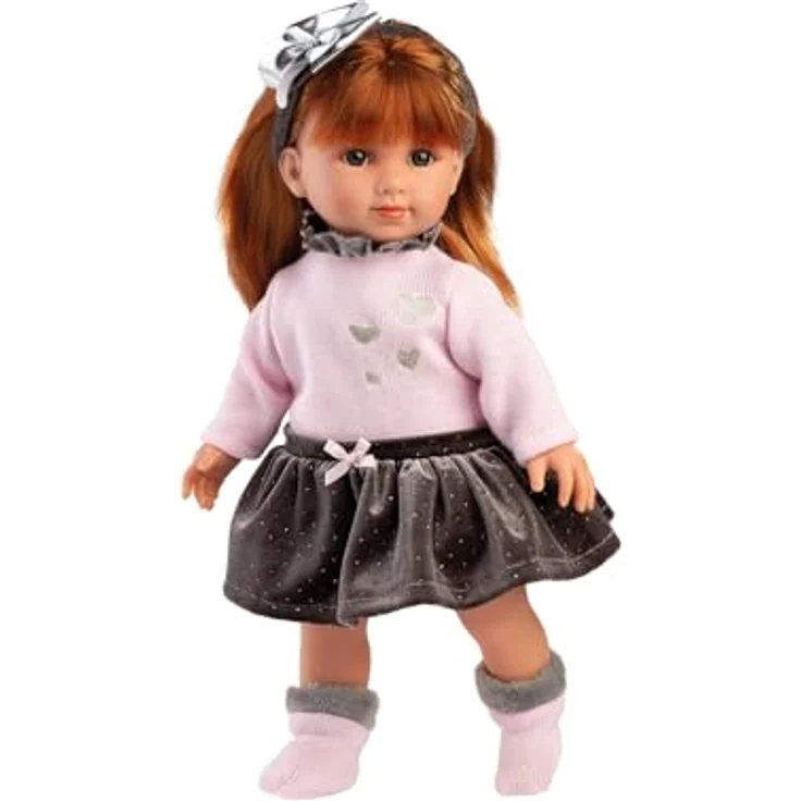 Llorens Stehpuppe Nicole, rothaarig mit Rock, 35cm, Made in Europe, Fashion Doll mit frisierbarem rotem Haar, 35cm – Bild 4