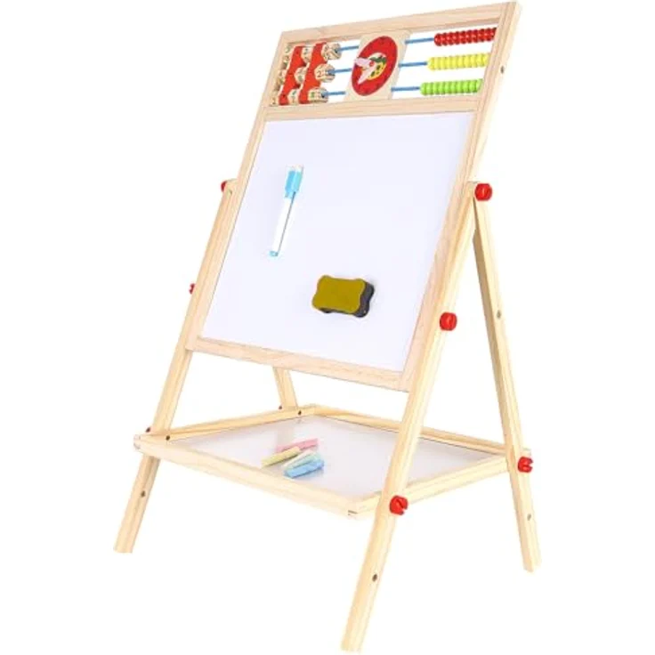 KRUZZEL Standtafel Faltbare Kindertafel, Doppelseitige Kreidetafel aus Holz – Bild 8