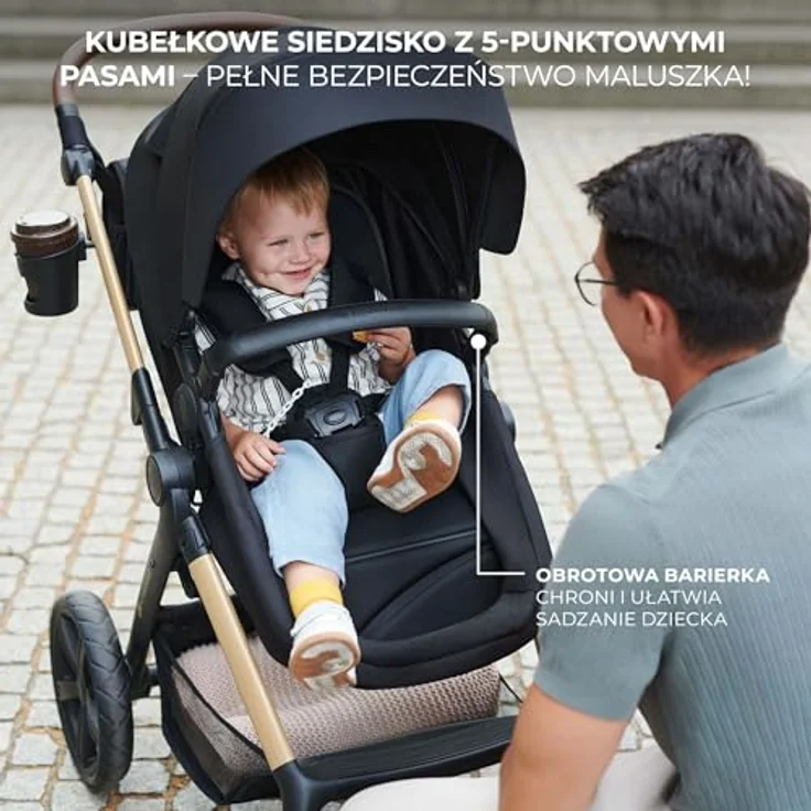 Kinderkraft MOOV 2, 4-in-1 Kombi-Kinderwagen-Set mit wendbarem Sitz & Wanne, Babyschale MINK PRO i-Size, Isofix-Base, Wickeltasche & Zubehör - Sand Beige, inklusive Gratis Mobilitätsgarantie – Bild 9