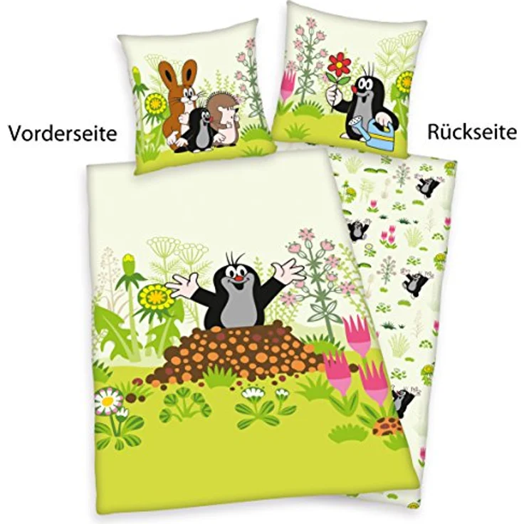 Der kleine Maulwurf Flanell Bettwäsche 100% Baumwolle 80 x 80 cm + 135 x 200 cm – Bild 3
