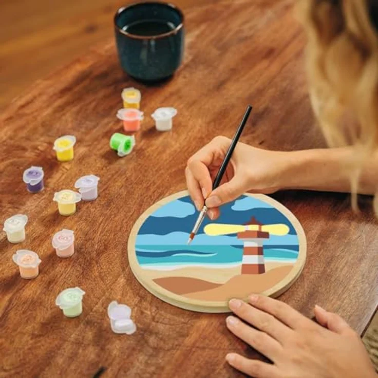 Ravensburger CreArt Malen nach Zahlen, Wooden Set mit Sea Motiv auf FSC-zertifiziertem Holz, 20 cm Durchmesser, Made in Europe – Bild 5