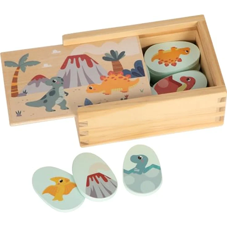 small foot Memospiel Dino, Holzspiel mit 14 Pärchen und Aufbewahrungsbox für Kinder – Bild 4
