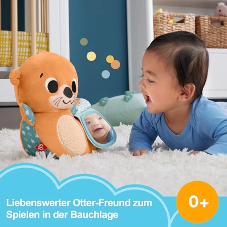 Fisher-Price Sensorik-Plüschspielzeug für Babys, Wippender 2-in-1-Otter mit Spielbuch, HXG96 – Bild 2