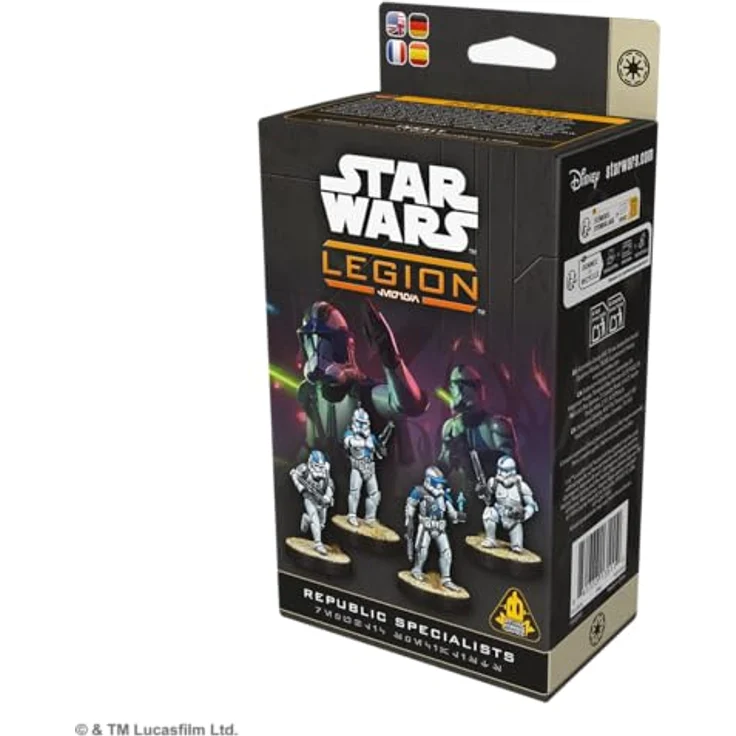 Chaosium Inc. Star Wars Legion Republic Specialists, Miniaturen Spiel Erweiterung mit 4 detaillierten Miniaturen und Strategiekarten, EN Version – Bild 3
