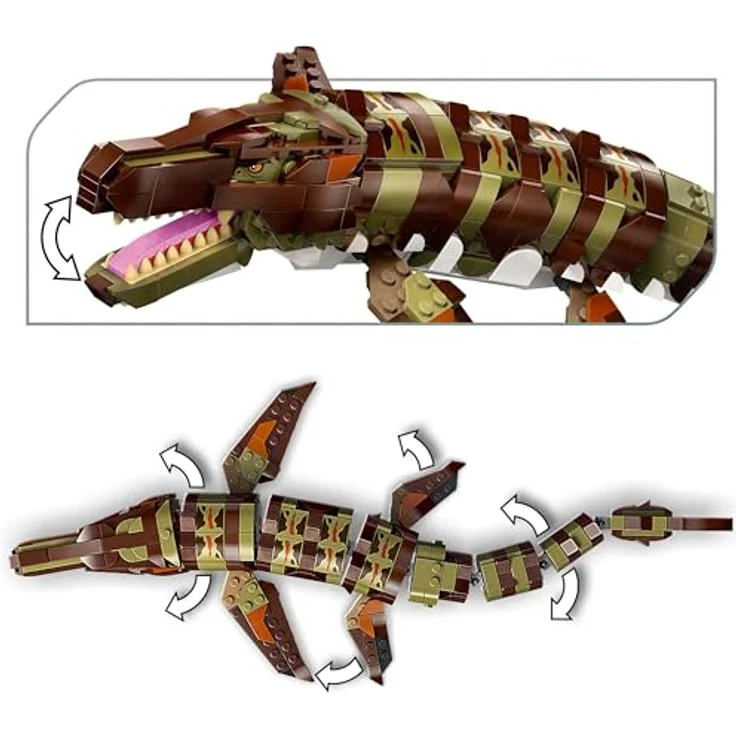 LEGO Jurassic World 76974 - Mosasaurier: Die Bootmission, 858 Teile, ab 9 Jahren, beweglicher Dino mit aufklappbarem Maul und detailreichem Boot – Bild 4