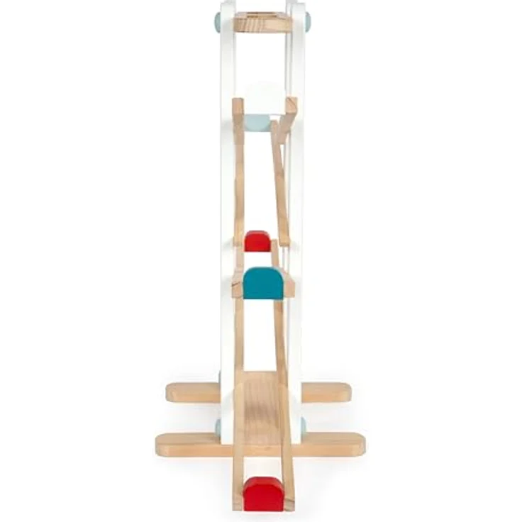 Small Foot Kugelbahn aus Holz XL Motorikspielzeug mit 3 Kugeln und Feuerwehrfahrzeug, naturfarben – Bild 5