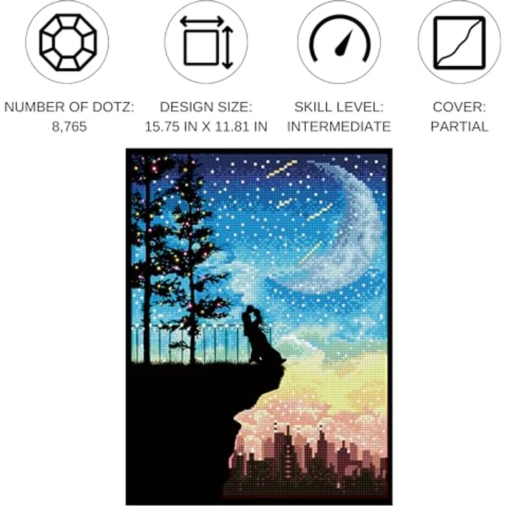 DIAMOND DOTZ Original 5D Diamond Painting Set "Romantischer Moment", DIY Diamant-Malerei-Kit mit runden Glitzersteinen, 40 x 30 cm, mittel, ab 12 Jahren – Bild 2
