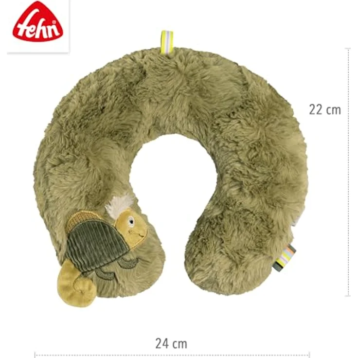 Fehn Nackenstütze Chamäleon, Ergonomisches Nackenkissen mit Tierapplikation, stützt und entlastet in Auto, Babyschale oder Kinderwagen, 24 x 22 cm, waschbar bei 30°C – Bild 2