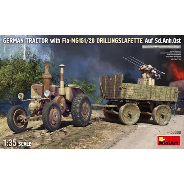 MiniArt 1:35 Deutscher Lanz Bulldog Traktor mit Sd.Anh.Ost und Fla-MG151/20 Drilling, detailliertes Modellbauset für erfahrene Modellbauer – Bild 7