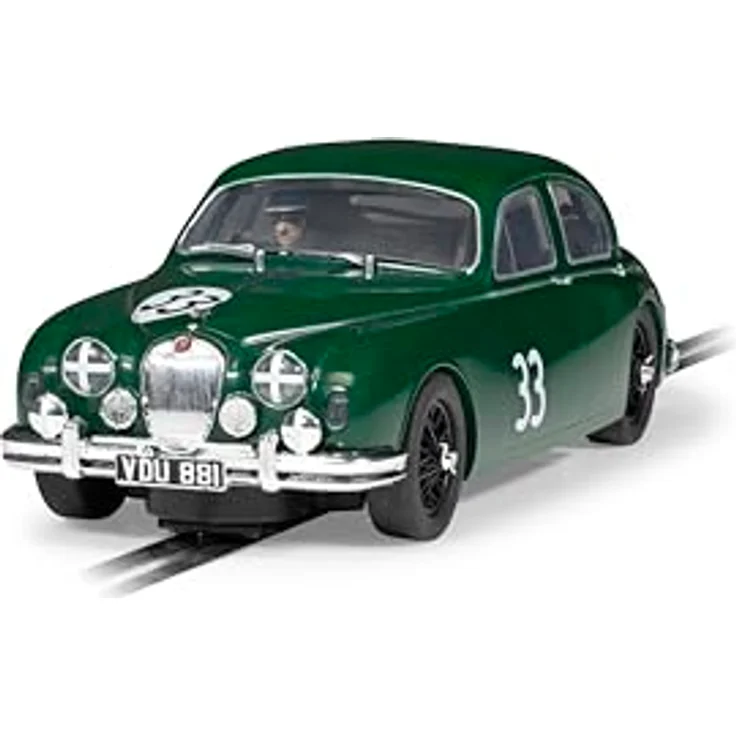 Scalextric C4506 Jaguar MK1 - Mike Hawthorn Cars - Tourenwagen, Slotcar im Maßstab 1:32 mit funktionsfähigen Lichtern und DPR – Bild 2