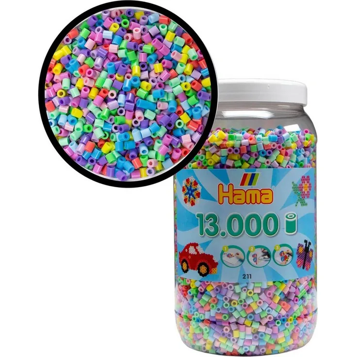 Hama Perlen Bügelperlen HAMA 13.000 Bügelperlen Midi - Pastell Mix, große Vorratsdose