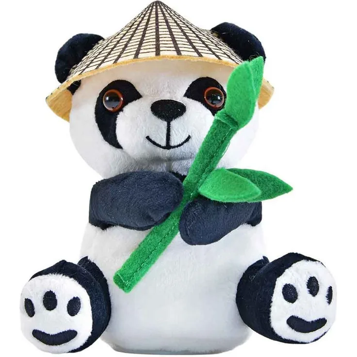 Kögler Kuscheltier Labertier Panda Bär Bao Bao mit Hut & Bambus spricht alles nach 18cm, Batterien inklusive