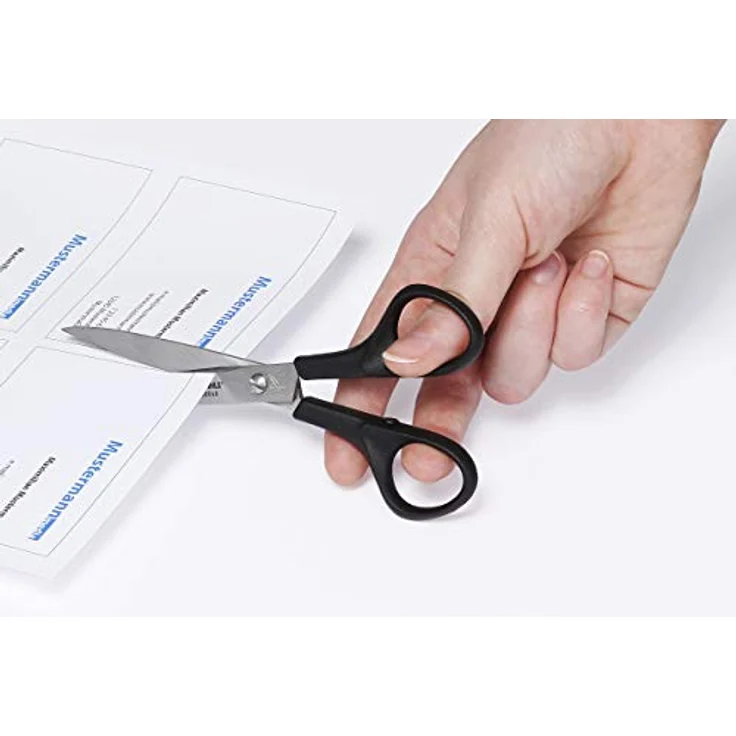 DAHLE Papierscheren, 16 cm, hochwertige Edelstahl-Schneider mit schwarzem ABS-Griff, 5 Stück – Bild 3