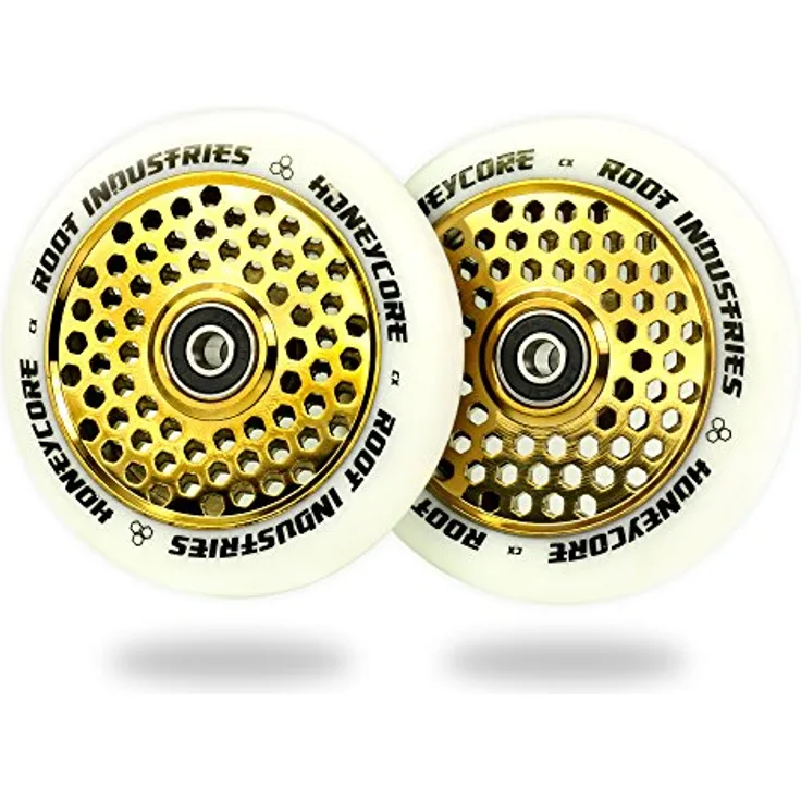 Root Industries Stuntscooter 2 x Root Industries Honeycore Stunt-Scooter Rolle 110mm Gold/PU Weiß