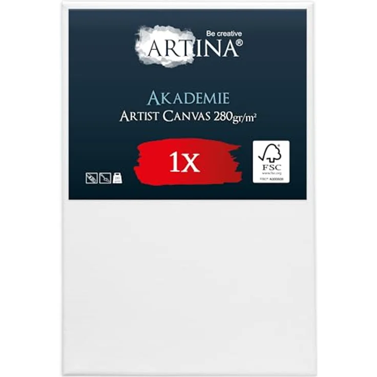 Artina Keilrahmen Leinwand 100x150 cm, bespannt mit 100% Baumwolle, FSC®-zertifiziert, weiß, ideal für Acrylfarben – Bild 1