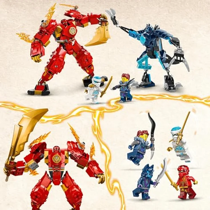 LEGO NINJAGO Kais Feuermech, Actionfiguren-Spielzeug für Kinder mit roter Mech-Figur zum Umgestalten, Ninja-Set mit 4 Figuren inkl. Kai und Zane, Geschenk für 7-jährige Jungs und Mädchen 71808 – Bild 3
