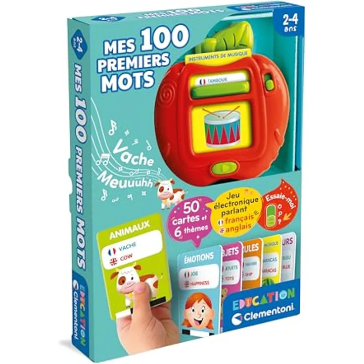 Clementoni My First 100 Words Bilingual, Lernspiel für Kinder ab 2 Jahren, Französisch, Kunststoff