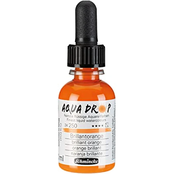 Schmincke AQUA DROP Brillantorange, flüssige Aquarellfarbe, pigmentbasiert, 30 ml Pipettenflasche für Urban Sketching und Handlettering – Bild 1