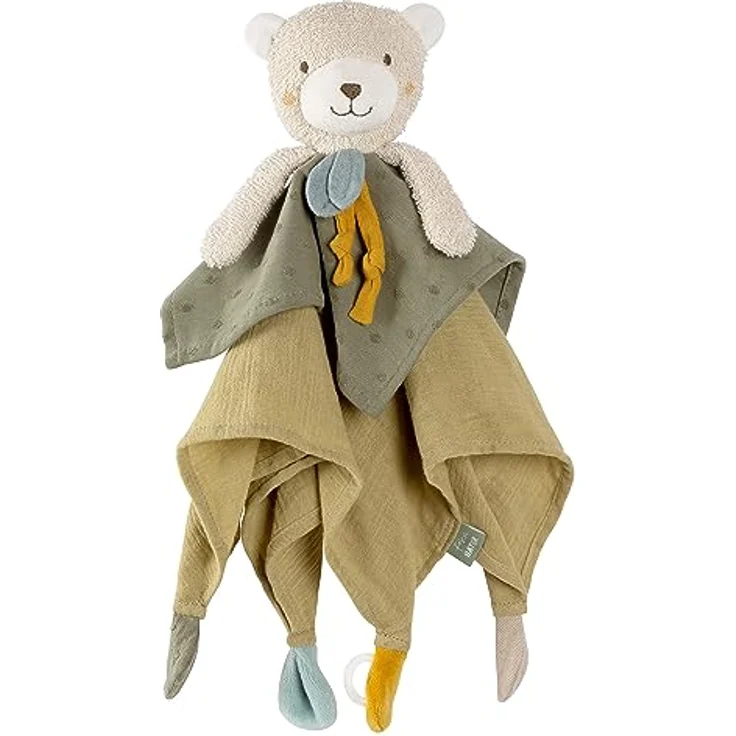 Fehn Schmusetuch Bär fehnNATUR – Spielkamerad & Stofftier-Schnuffeltuch mit Baumwolle aus kontrolliert biologischem Anbau (KBA) mit Schnuller-Befestigung – für Babys & Kleinkinder ab 0+ Monaten – Bild 1