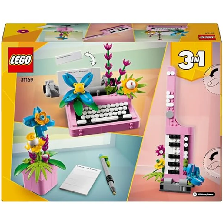 LEGO Creator 31169, Schreibmaschine mit Blumen, 3-in-1 Bausatz mit 363 Teilen für kreative Bauprojekte, Mehrfarbig – Bild 10