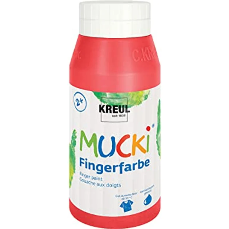 KREUL MUCKI Fingerfarbe rot, 750 ml, hochdeckend und vegan, für Kinder ab 2 Jahren – Bild 1