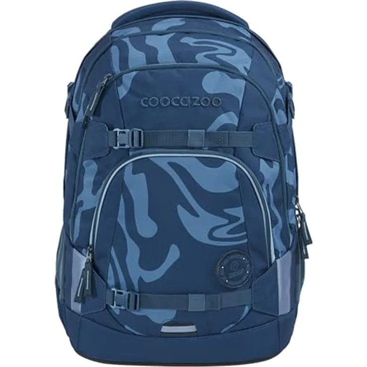 Coocazoo Schulrucksack Mate „Breaking Waves”, blauer, ergonomischer & anpassbarer Tornister, höhen- & größenverstellbar, mit Brustgurt & Hüftgurt, 30 Liter, ab der 3. Klasse