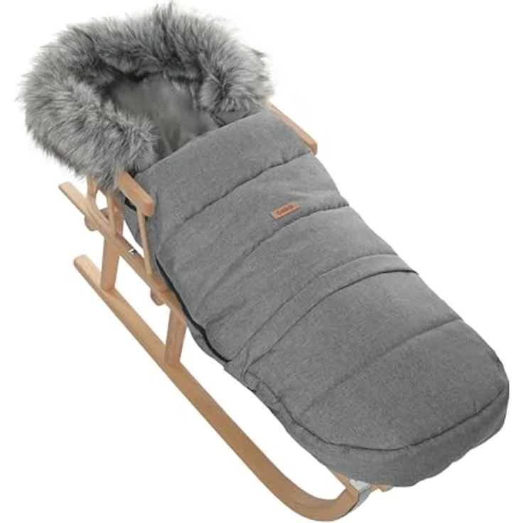 Goldkids - Winter Fußsack für Kinderwagen Babyschale Schlittensack - wasserdicht Baby Fußsack Kuschelsack Winterfußsack 115/85 cm x 50 cm - Grau – Bild 5