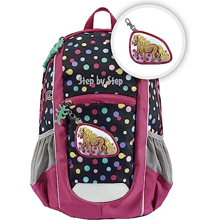 Step by Step Rucksack KIGA Maxi „Ponny Lotta“, ergonomischer Kinder Rucksack mit separatem Innenfach, höhenverstellbarem Brustgurt, 10 l, rosa – Bild 1