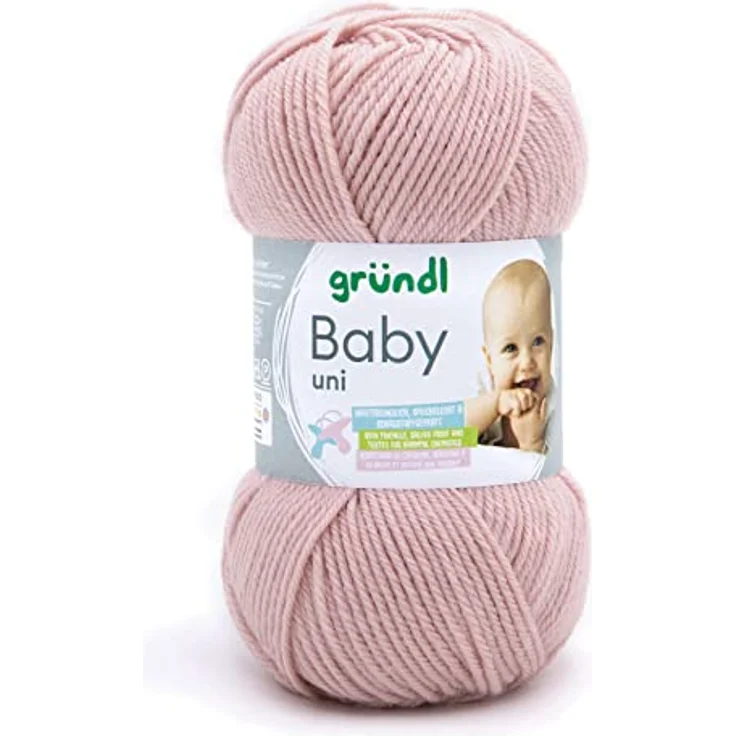 Gründl Baby uni Strickgarn/Häkelgarn (OEKO-TEX zertifizierte Baby Wolle, strapazierfähig und pflegeleicht, 70% Polyacryl 30% Polyamid, 50 g / 150 m, Nadelstärke: 3,5-4,5, 1 x 50 g), altrosa – Bild 1