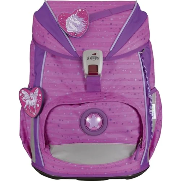 DerDieDas Schulranzen ErgoFlex Light Set 6-teilig, ergonomisch, 22L Volumen, mit reflektierenden Materialien, Purple Unicorn pink – Bild 2