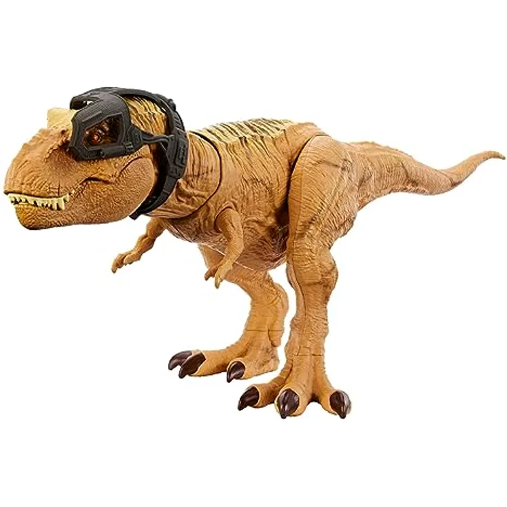 JURASSIC WORLD Jagen Und Zermalmen Tyrannosaurus-Rex - Dinosaurier Spielzeugfigur mit Geräuschen, Tracking-Ausrüstung für digitale Spiele, einzigartiger Wüstenlook, für Fans ab 4 Jahren, HNT62