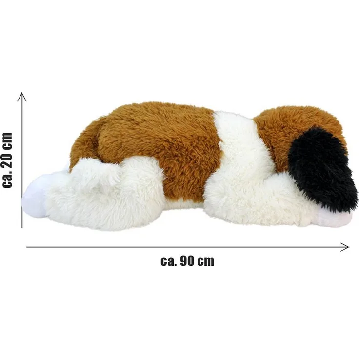 PMS Kuscheltier Hund XXL, liegend ca. 100 cm, softes Plüschmaterial mit Kunststoffaugen