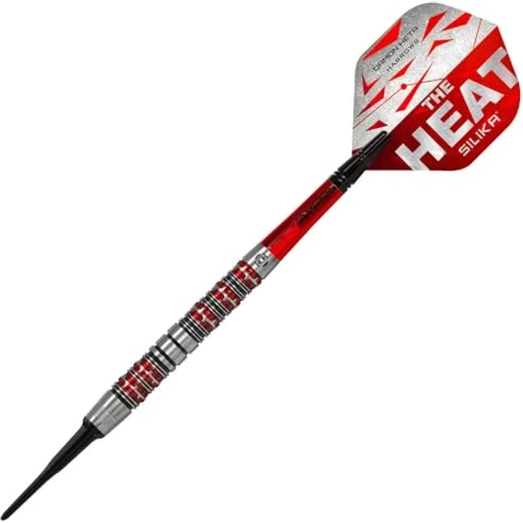 Harrows Damon Heta G3 Softtip, Dartpfeile aus 90 % Tungsten mit schwarzer und roter galvanischer Beschichtung, inklusive rote Alamo VS2-Schäfte und 100 Micron Silika beschichtete Flights – Bild 5