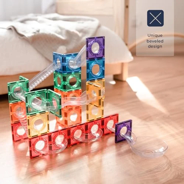 Connetix Kugelbahn Rainbow Ball Run, pädagogisches Lernspiel mit verstärkten Magneten, 92-teiliges Set, ab 3 Jahren – Bild 4
